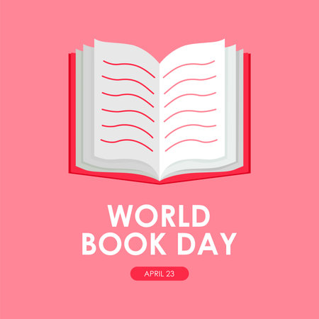 world book day banner template on pink background vector stockのイラスト素材