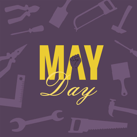 flat design may day poster template vector stockのイラスト素材