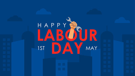 may day banner template for labor day celebration vector stockのイラスト素材