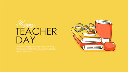 teacher day celebration banner template vector stockのイラスト素材