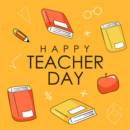 happy teacher day poster template vector stockのイラスト素材