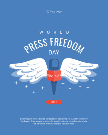 world press freedom day social media post template vector stockのイラスト素材