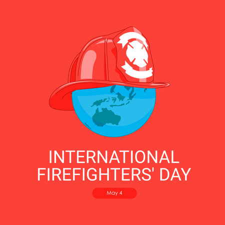 flat design international firefighters day poster template vector stockのイラスト素材