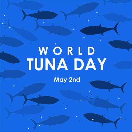 flat design world tuna day poster template vector stockのイラスト素材