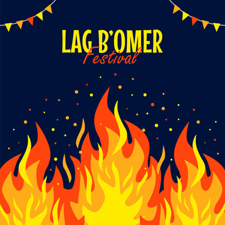 jewish fire festival lag baomer poster vector stockのイラスト素材