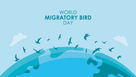 world migratory bird day banner template vector stockのイラスト素材