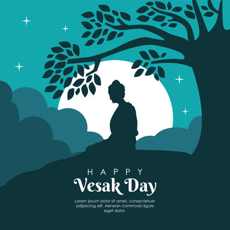 happy vesak day background template vector stockのイラスト素材