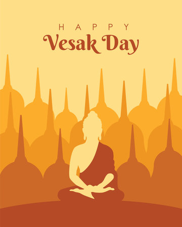 happy vesak day poster template vector stockのイラスト素材