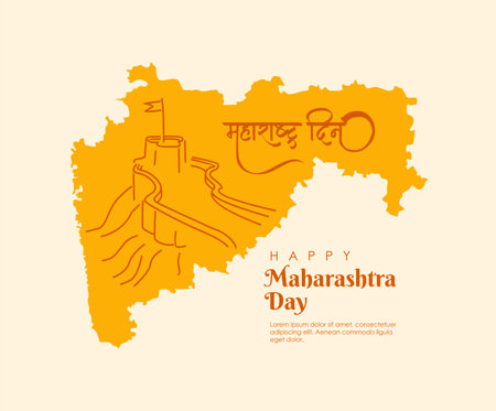 happy maharashtra day poster template vector stockのイラスト素材