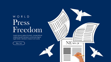 world press freedom banner template design vector stockのイラスト素材