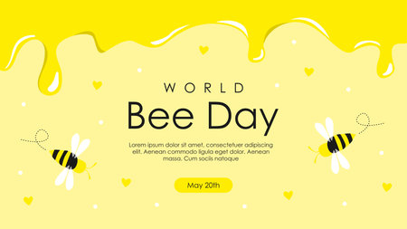 world bee day banner template vector stockのイラスト素材