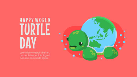 happy world turtle day background template vector stockのイラスト素材