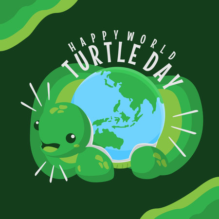 happy world turtle day poster template vector stockのイラスト素材