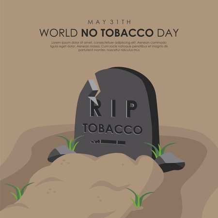 world no tobacco day poster template flat design vector stockのイラスト素材