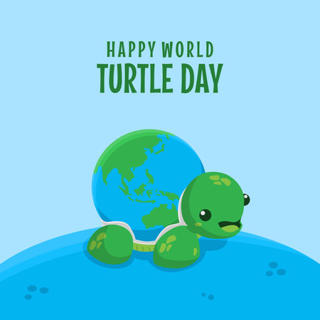 happy world turtle day banner template vector stockのイラスト素材