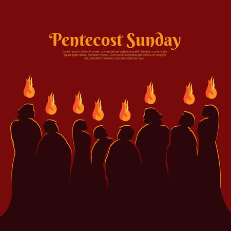 pentecost sunday poster template flat design vector stockのイラスト素材