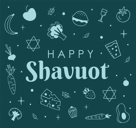 happy shavuot banner template doodle vector stockのイラスト素材
