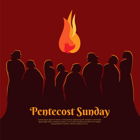 pentecost sunday poster template flat design vector stockのイラスト素材