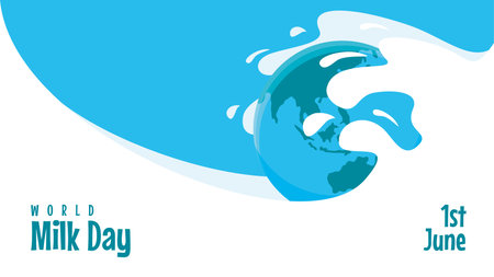 world milk day horizontal banner template vector stockのイラスト素材