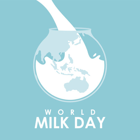 world milk day poster template flat design vector stockのイラスト素材