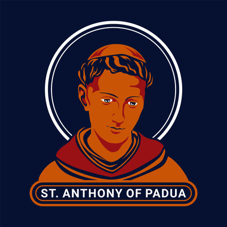 saint anthony of padua illustration flat designのイラスト素材