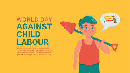 world day against child labour day banner template vector stockのイラスト素材