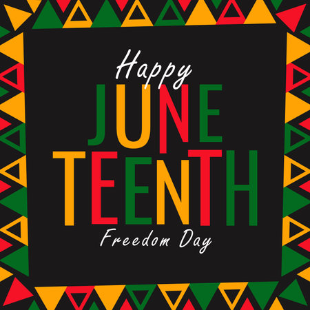 happy juneteenth text design with african pattern ornament vector stockのイラスト素材