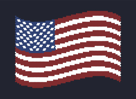 american flag pixel art illustration vector stockのイラスト素材