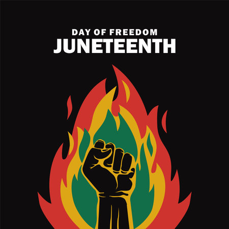 juneteenth background template with fist of freedom illustration vector stockのイラスト素材