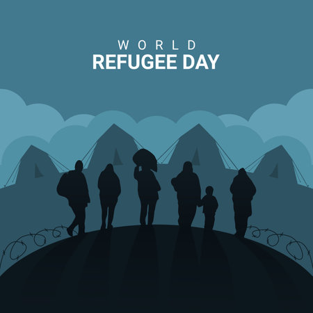world refugee day banner template vector stockのイラスト素材