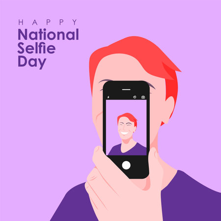 national selfie day banner template vector stockのイラスト素材