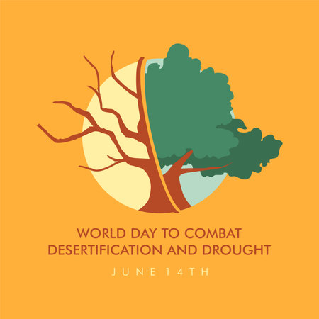 world day to combat desertification and drought poster template square vector stockのイラスト素材