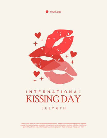 international kissing day poster template vector stockのイラスト素材