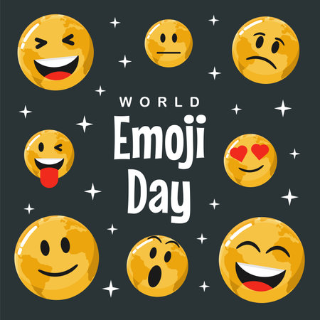 world emoji day banner template vector stockのイラスト素材