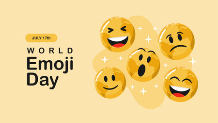 world emoji day banner template vector stockのイラスト素材