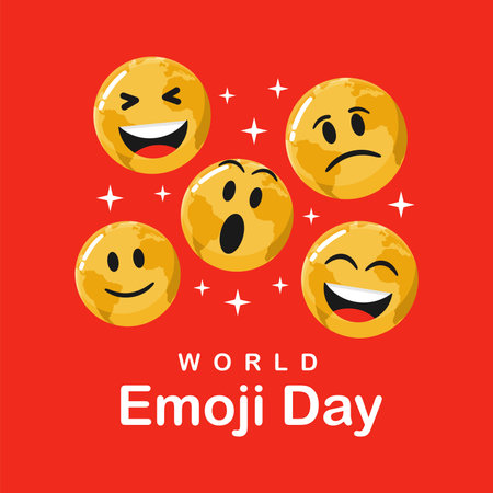 world emoji day poster template vector stockのイラスト素材