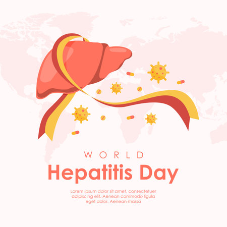 world hepatitis day banner template for liver disease awareness vector stockのイラスト素材