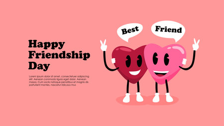 happy friendship day banner template pink background vector stockのイラスト素材