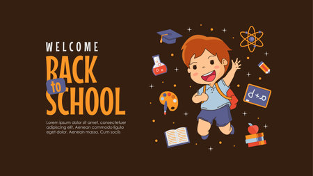 back to school banner template vector stockのイラスト素材