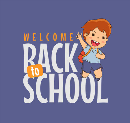 back to school banner design with student illustration vector stockのイラスト素材