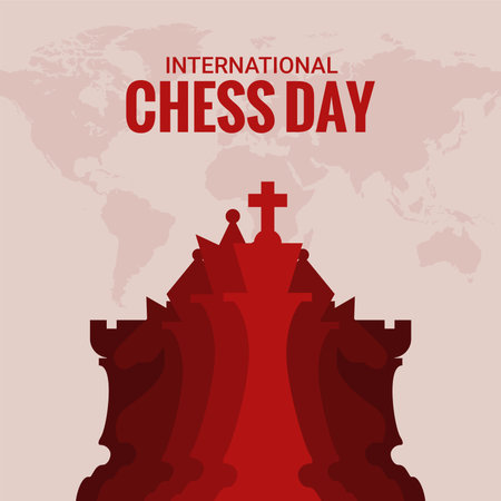 flat design international chess day background template vector stockのイラスト素材
