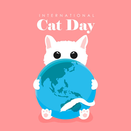 international cat day poster template vector stockのイラスト素材