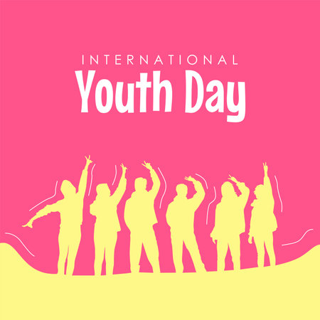 international youth day poster template flat design vector stockのイラスト素材
