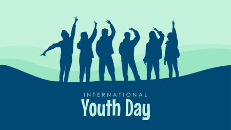 international youth day background template vector stockのイラスト素材
