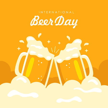 international beer day post template vector stockのイラスト素材