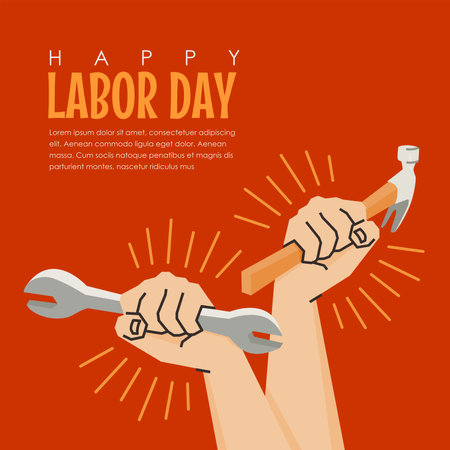 happy labour day poster template vector flatのイラスト素材