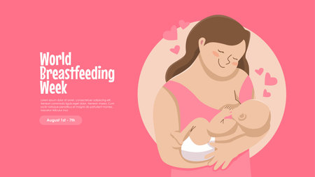 world breastfeeding week banner template vector stockのイラスト素材