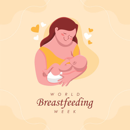 world breastfeeding week post template vector stockのイラスト素材