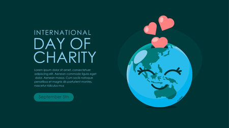 flat international day of charity banner template vectorのイラスト素材