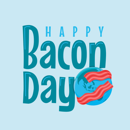flat happy international bacon day post templateのイラスト素材